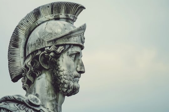 ancient greek warrior statue profile