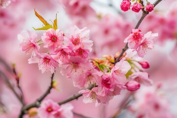 Obraz premium Vibrant pink cherry blossoms in full bloom