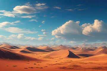 United Arab Emirates landscape. Stunning Desert Scenery with Golden Sand Dunes and Blue Sky.