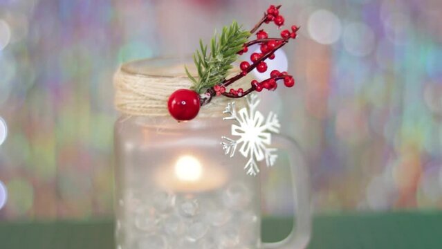 Snow frosted mason jar christmas decorations
