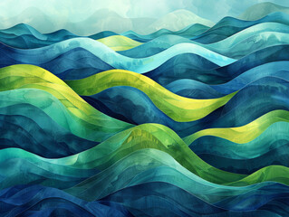 Abstract blue-green hills illustration