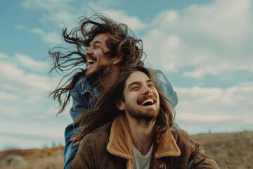 Young diverse biracial couple having fun at the beach together. Young diverse biracial couple having fun at the beach together.