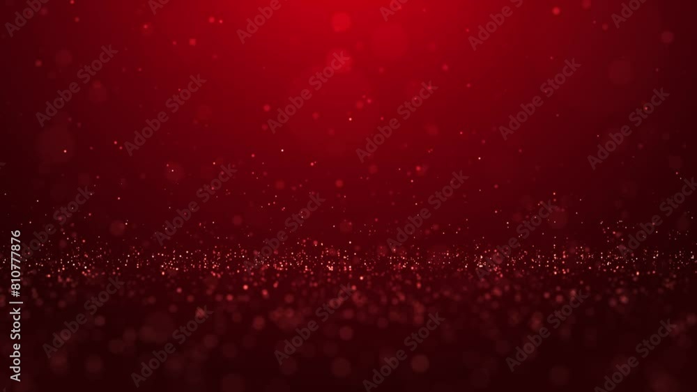 Poster abstract luxury red background made of flying and shiny particles.flight of bright dots, bokeh award