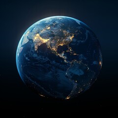 Earth at night. Abstract wallpaper. City lights on the planet. Civilization. Elements 