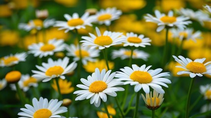 Obraz premium Vibrant field of blooming white daisies