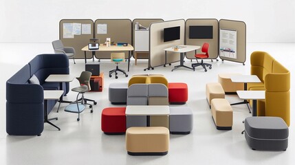 Flexible Learning Space, An adaptable classroom environment with modular furniture and movable partitions