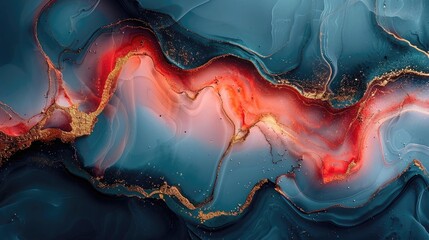 Obraz premium Vibrant Abstract Design with Gold Glitter and Marble Ink.