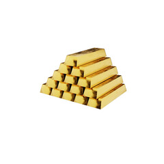 Pile of gold bars on transparent background. 3D rendering.