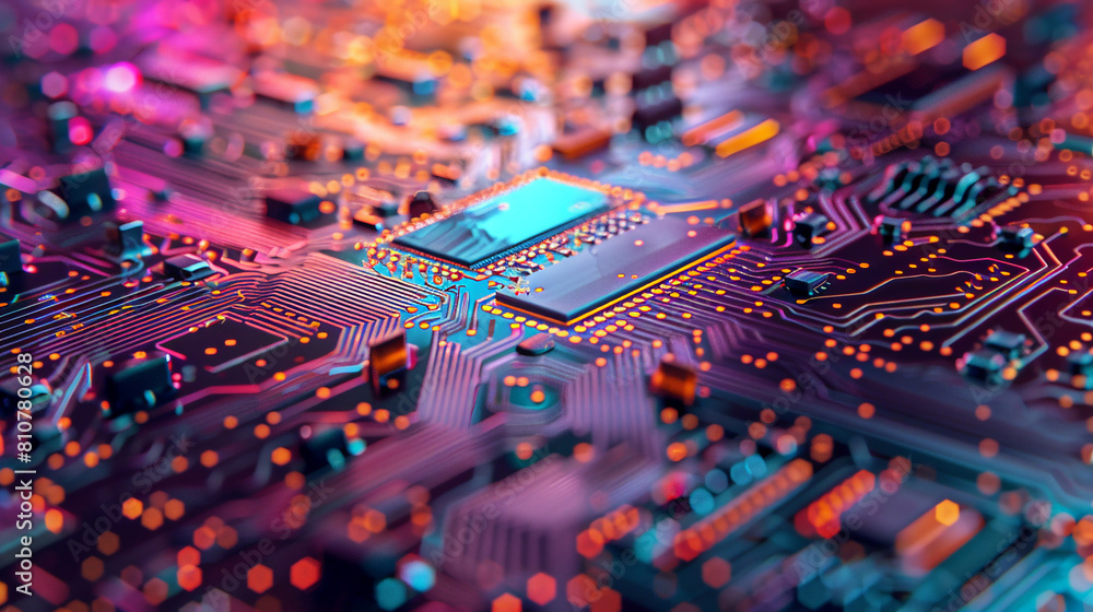 Poster abstract background with technology circuit board texture. electronic motherboard illustration. comm
