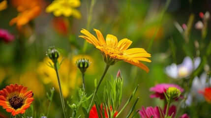 Vibrant wildflowers in a lush field