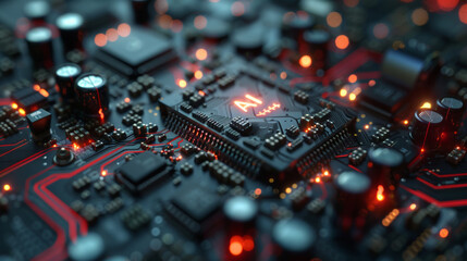 Fototapeta premium close up of Artificial Intelligance chip, CPU, GPU, technology background