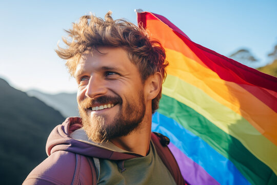 Nonformal stylish gay person on gay pride month holiday made by Generative AI technology