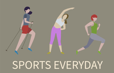 Sport life. Playing sports. Health sport. Doing sports every day.