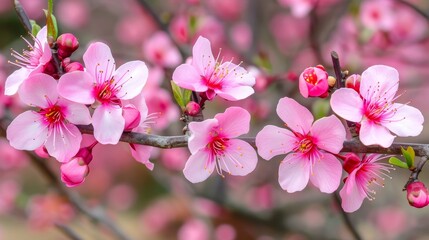 Obraz premium beautiful pink cherry blossom flowers in full bloom