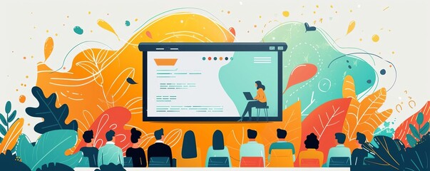 Obraz premium A dynamic illustration of a webinar in progress