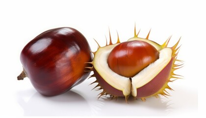 AI generated illustration of chestnuts displayed on a white background