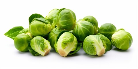Fototapeta premium AI generated illustration of fresh Brussels sprouts with green leaves