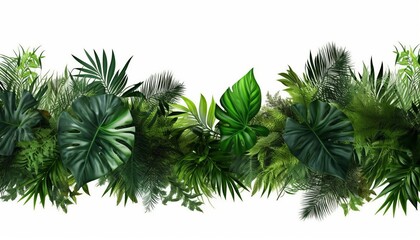 AI generated illustration of tropical plant leaves against white wall background