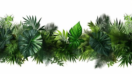 Fototapeta premium AI generated illustration of tropical plant leaves against white wall background