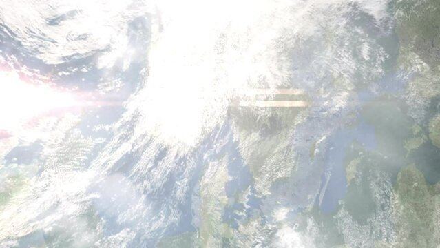 Zoom in from space and focus on Larvik, Norway. 3D Animation. Background for travel intro. Elements of this image furnished by NASA	