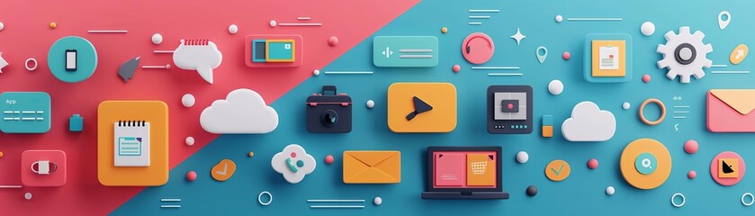 A stylized graphic of a digital toolkit for online learning