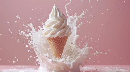Ice cream falls down from above in the advertisement image.