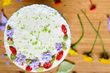 Healthy vegan lemon lime cheesecake made by cashew nuts 