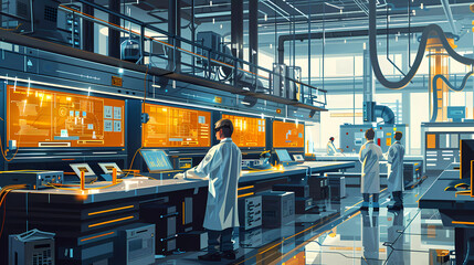 High-Tech Laboratory with Scientists at Work