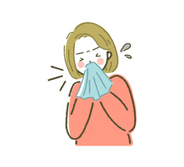 花粉症に悩む人 アレルギーがつらい女性 体調不良のイラスト素材
