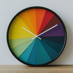 Obraz premium colorful clock with a wooden wall