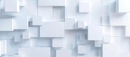 Abstract white background with boxes and blocks 3D rendering.