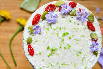 Healthy vegan lemon lime cheesecake made by cashew nuts 