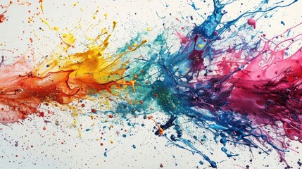 A visually striking representation of an explosive burst of colored paint splashes, symbolizing creativity and dynamic energy