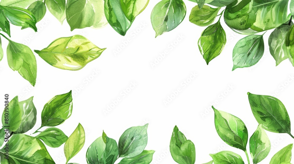 Poster minimalist leaf shapes along the edges of the page with a blank center for symbol or text.