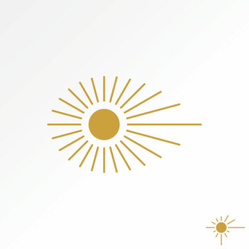Logo design graphic creative concept premium vector stock unique abstract sun raise with rays like vision eyes symbol. Related to art ancient history