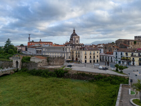 Aerial view of the medieval city of Capua in Caserta