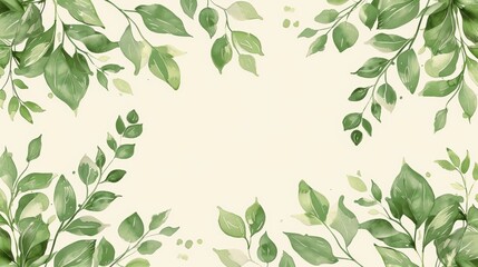 Minimalist leaf shapes along the edges of the page with a blank center for symbol or text.