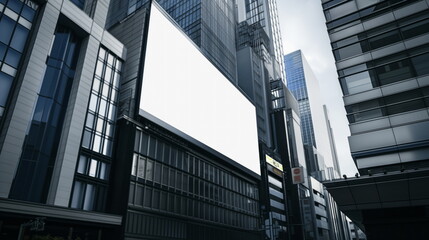 Empty white mock-up billboard template in a modern city setting