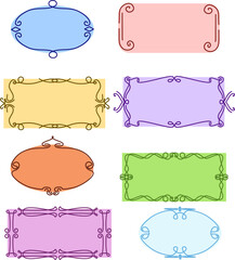 Dark thin twisted frames The vine is rectangular and oval with a blurred colored background inside the frame. Vector illustration frame for inserting text and pictures vintage fence fine ligature with