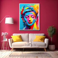 modern interior of a house with paintings
