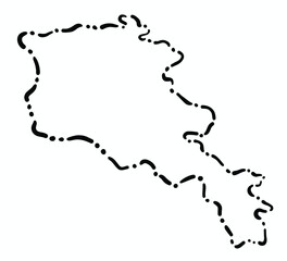 Doodle freehand dash line drawing of Armenia map.