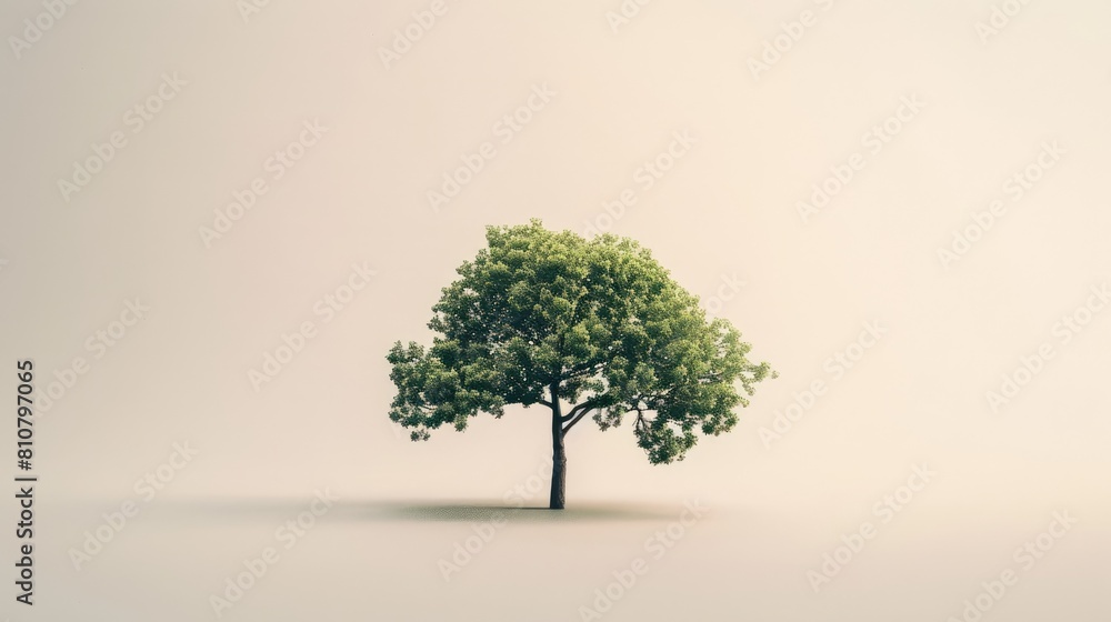 Poster on world environment day showcase a single tree against a plain backdrop as the perfect graphic elem