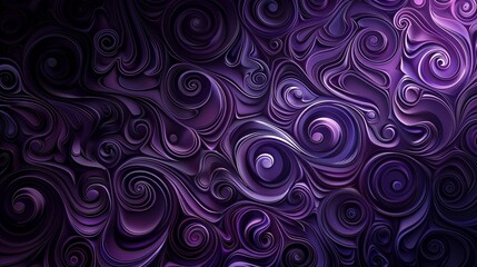 A purple and black background with intricate swirls, central to the image
