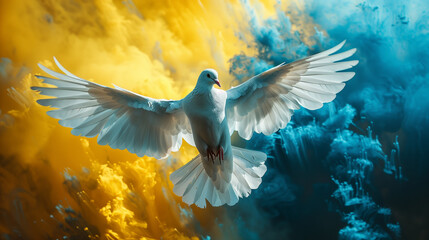 Dove of peace in the colors of Ukraine