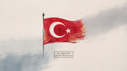 August 30 Victory Day Celebration Banner Design, Zafer Bayrami. Generative Ai.