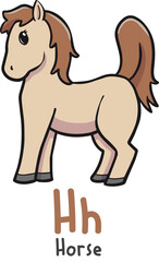 Alphabet shaped horse animals cartoon vector