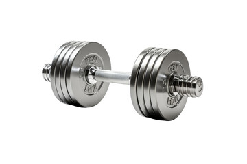 Fototapeta premium A pair of shiny metal dumbbells on a white background.