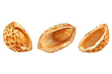 A three peanut shells on a white background