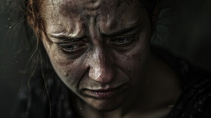 Psychological Impact: Illustrate the emotional toll of war on individuals, with haunted expressions and weary faces reflecting the trauma and grief experienced by survivors.