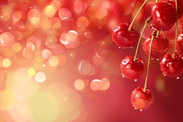 Red cherry banner background. Natural backgrounds